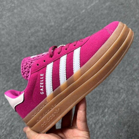 NWT Pink White Adidas Gazelle Bold Women's Platform Shoes - Picture 2 of 6